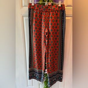 ROSE & THYME Boho Gypsy Orange Blue Green Pants sz Med